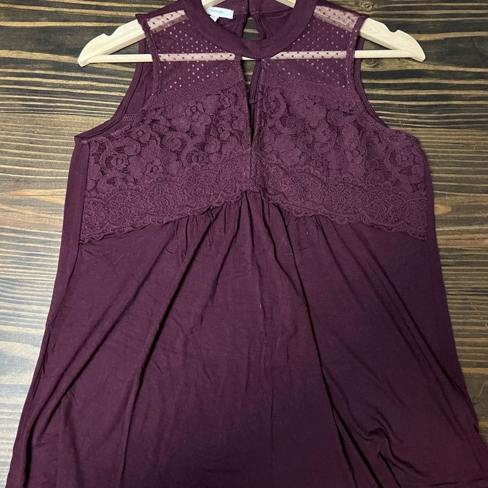 Maurices Gray and Burgundy Lace Tank Tops - Picture 2 of 9